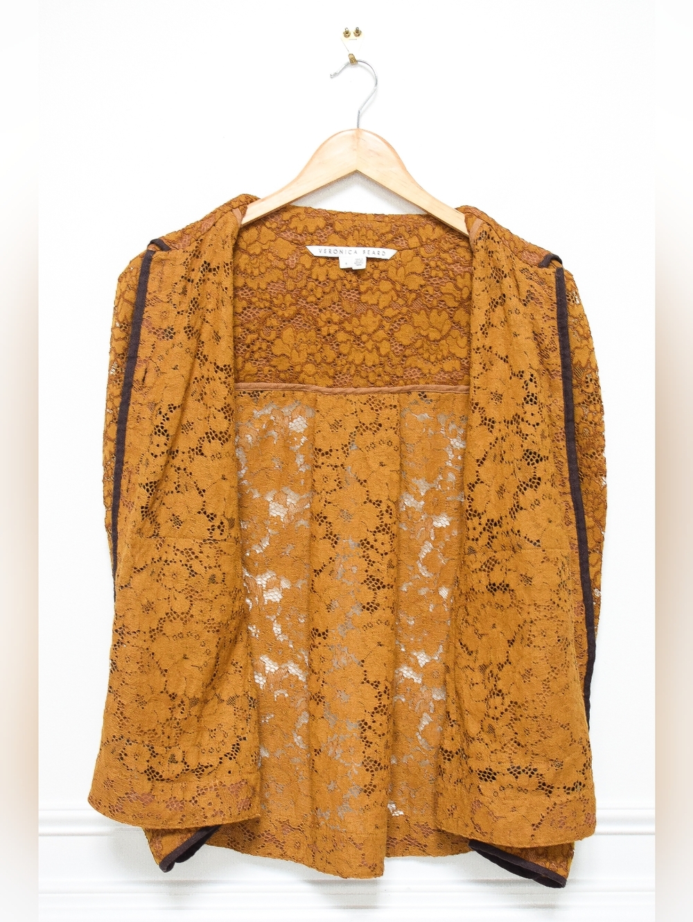 Veronica Beard Coppola Floral Lace Jacket Blazer Mustard Pockets Size 8 - Picture 10 of 13